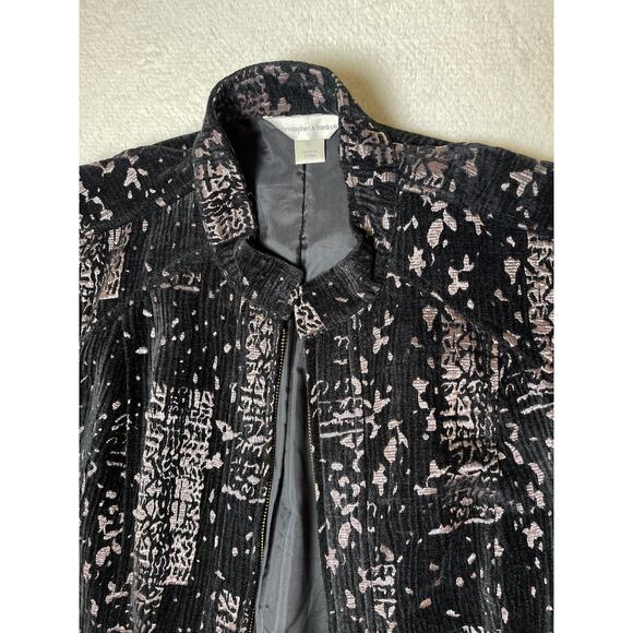 Christopher & Banks Women's Velvet Metallic Whimsygoth Office Jacket L Black - Picture 5 of 11
